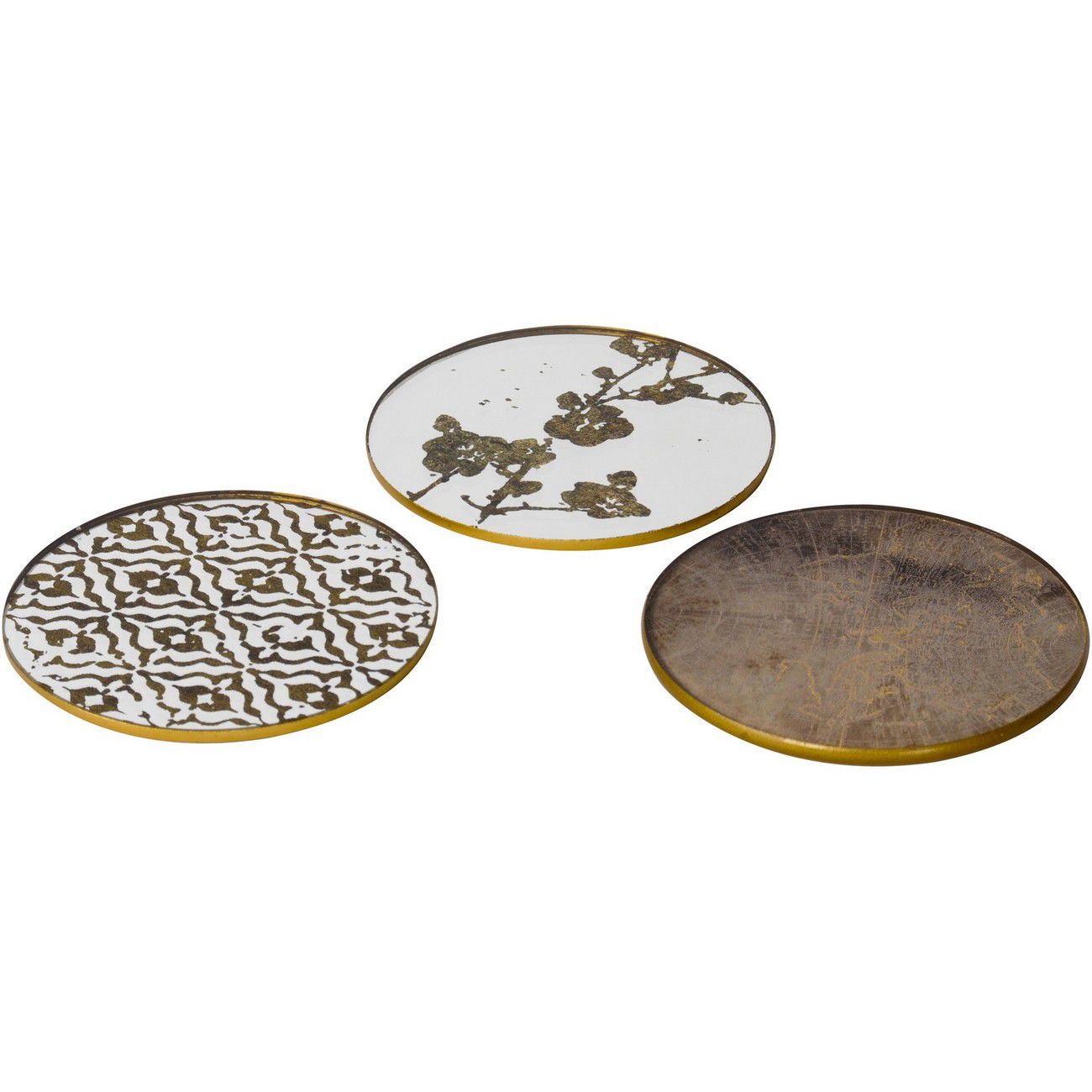 Set of 4 Vienna Antique Gold Blossom Coasters